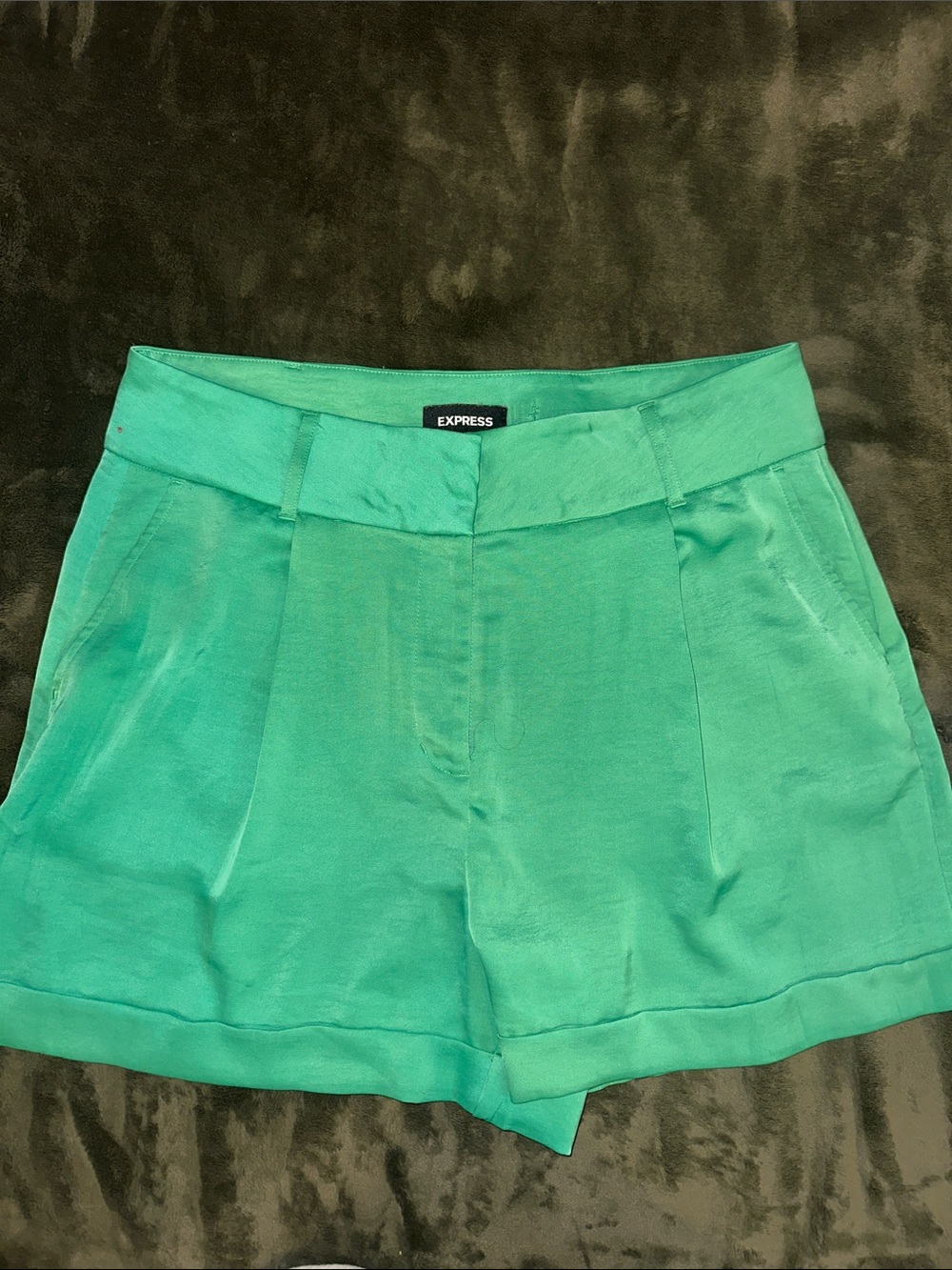 Express Women's Teal High-Waist Tailored Shorts